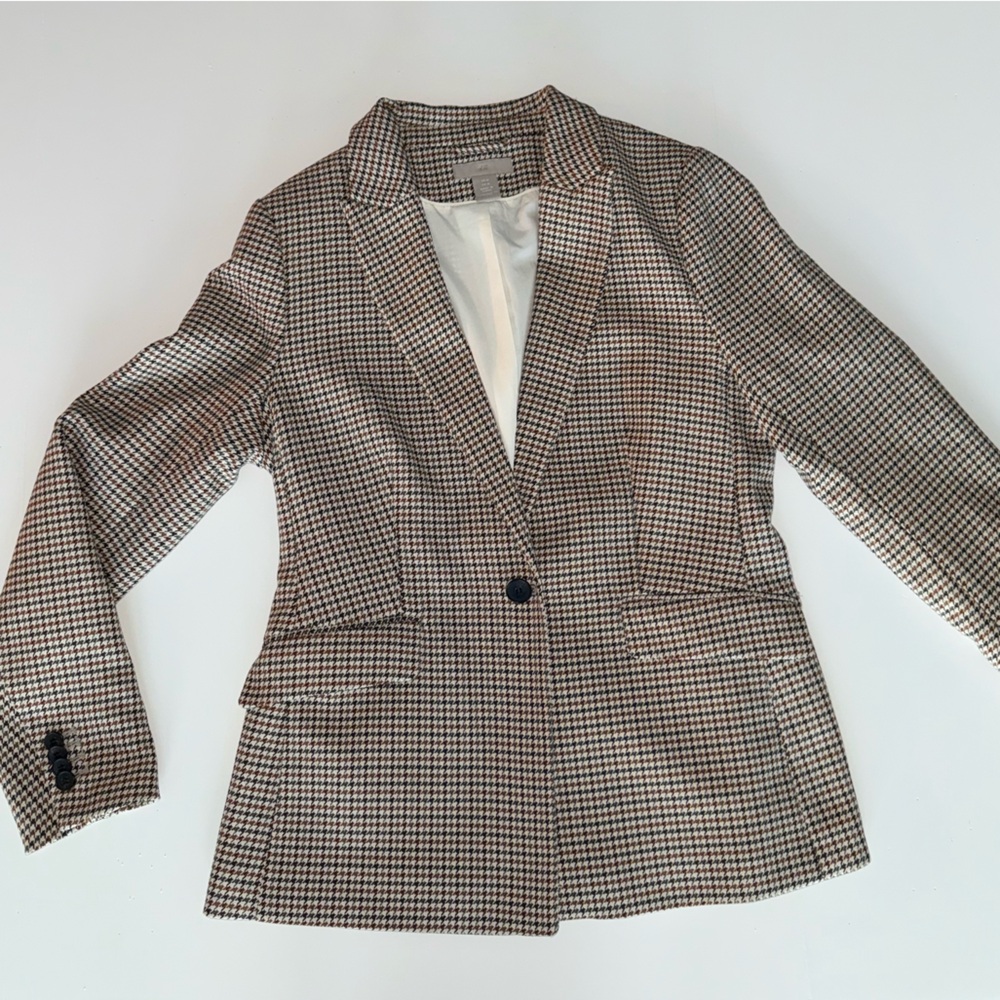 H&M Women's Black and White Checkered Blazer